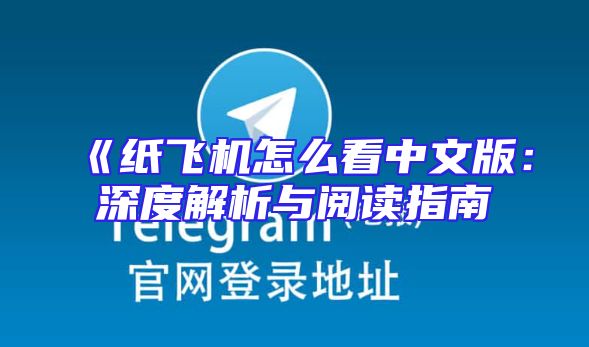《纸飞机怎么看中文版：深度解析与阅读指南