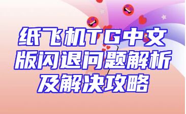纸飞机TG中文版闪退问题解析及解决攻略