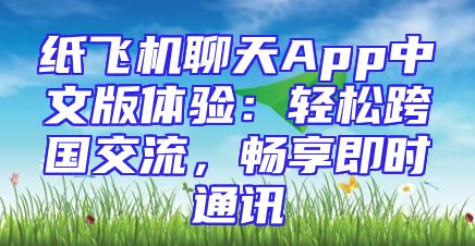 纸飞机聊天App中文版体验：轻松跨国交流，畅享即时通讯
