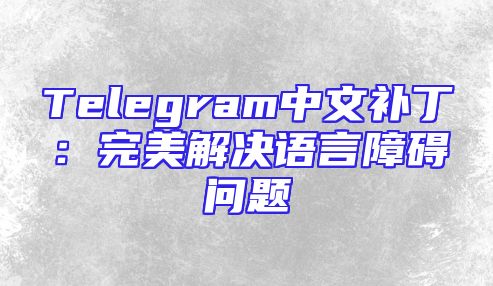 Telegram中文补丁：完美解决语言障碍问题