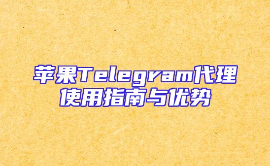 苹果Telegram代理使用指南与优势