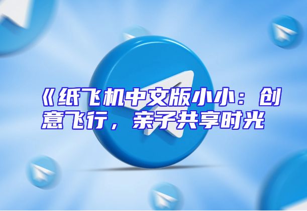 《纸飞机中文版小小：创意飞行，亲子共享时光