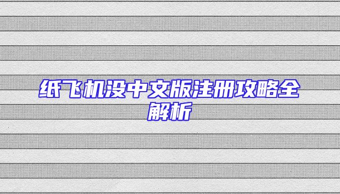 纸飞机没中文版注册攻略全解析