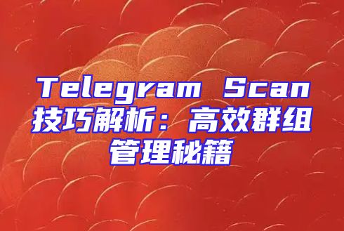 Telegram Scan技巧解析：高效群组管理秘籍