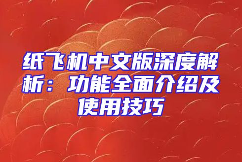 纸飞机中文版深度解析：功能全面介绍及使用技巧