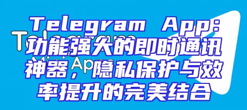 Telegram App：功能强大的即时通讯神器，隐私保护与效率提升的完美结合