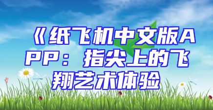 《纸飞机中文版APP：指尖上的飞翔艺术体验