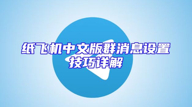 纸飞机中文版群消息设置技巧详解