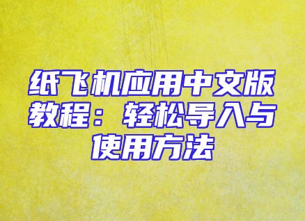 纸飞机应用中文版教程：轻松导入与使用方法
