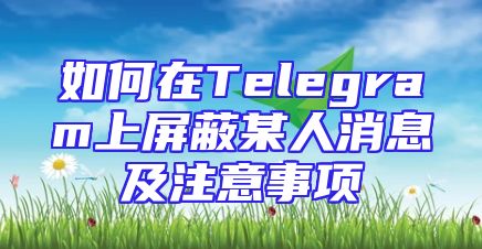 如何在Telegram上屏蔽某人消息及注意事项