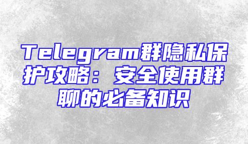 Telegram群隐私保护攻略：安全使用群聊的必备知识
