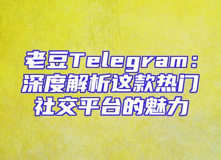 老豆Telegram：深度解析这款热门社交平台的魅力