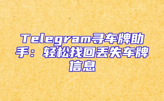 Telegram寻车牌助手：轻松找回丢失车牌信息