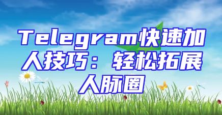 Telegram快速加人技巧：轻松拓展人脉圈