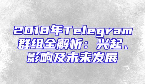2018年Telegram群组全解析：兴起、影响及未来发展