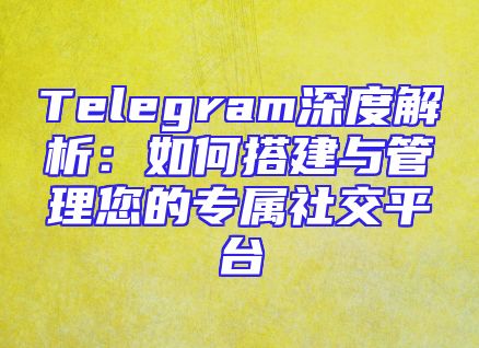 Telegram深度解析：如何搭建与管理您的专属社交平台