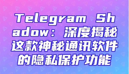 Telegram Shadow：深度揭秘这款神秘通讯软件的隐私保护功能