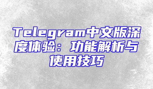 Telegram中文版深度体验：功能解析与使用技巧