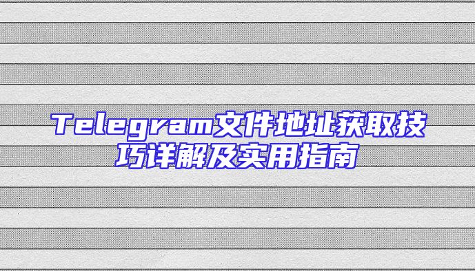 Telegram文件地址获取技巧详解及实用指南