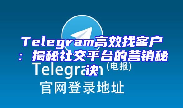 Telegram高效找客户：揭秘社交平台的营销秘诀