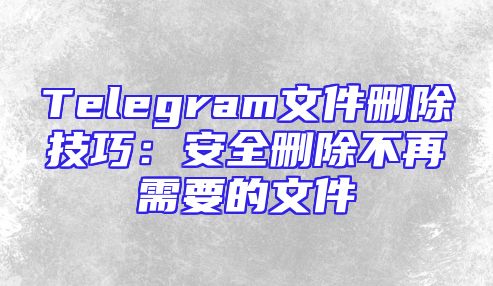 Telegram文件删除技巧：安全删除不再需要的文件