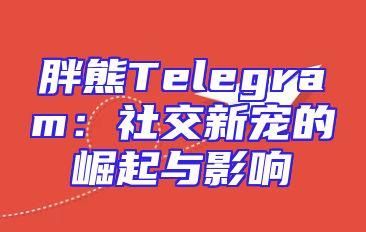 胖熊Telegram：社交新宠的崛起与影响