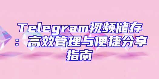 Telegram视频储存：高效管理与便捷分享指南