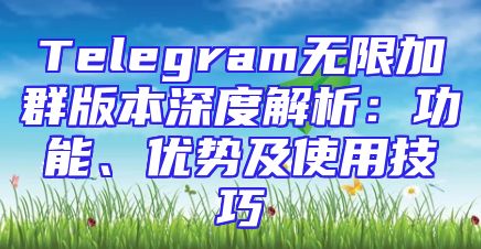 Telegram无限加群版本深度解析：功能、优势及使用技巧