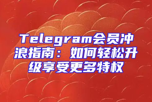 Telegram会员冲浪指南：如何轻松升级享受更多特权