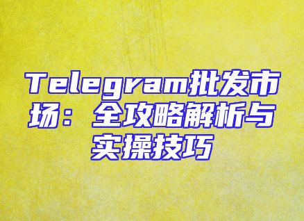 Telegram批发市场：全攻略解析与实操技巧