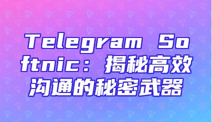 Telegram Softnic：揭秘高效沟通的秘密武器