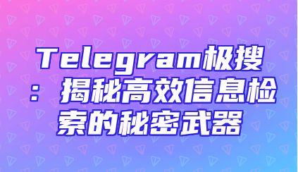 Telegram极搜：揭秘高效信息检索的秘密武器