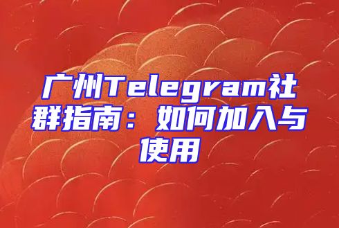 广州Telegram社群指南：如何加入与使用