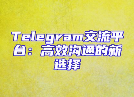 Telegram交流平台：高效沟通的新选择